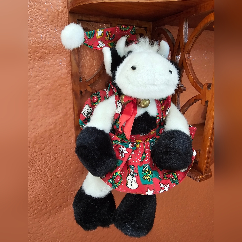 Vintage Holiday Sitting Cow Plush